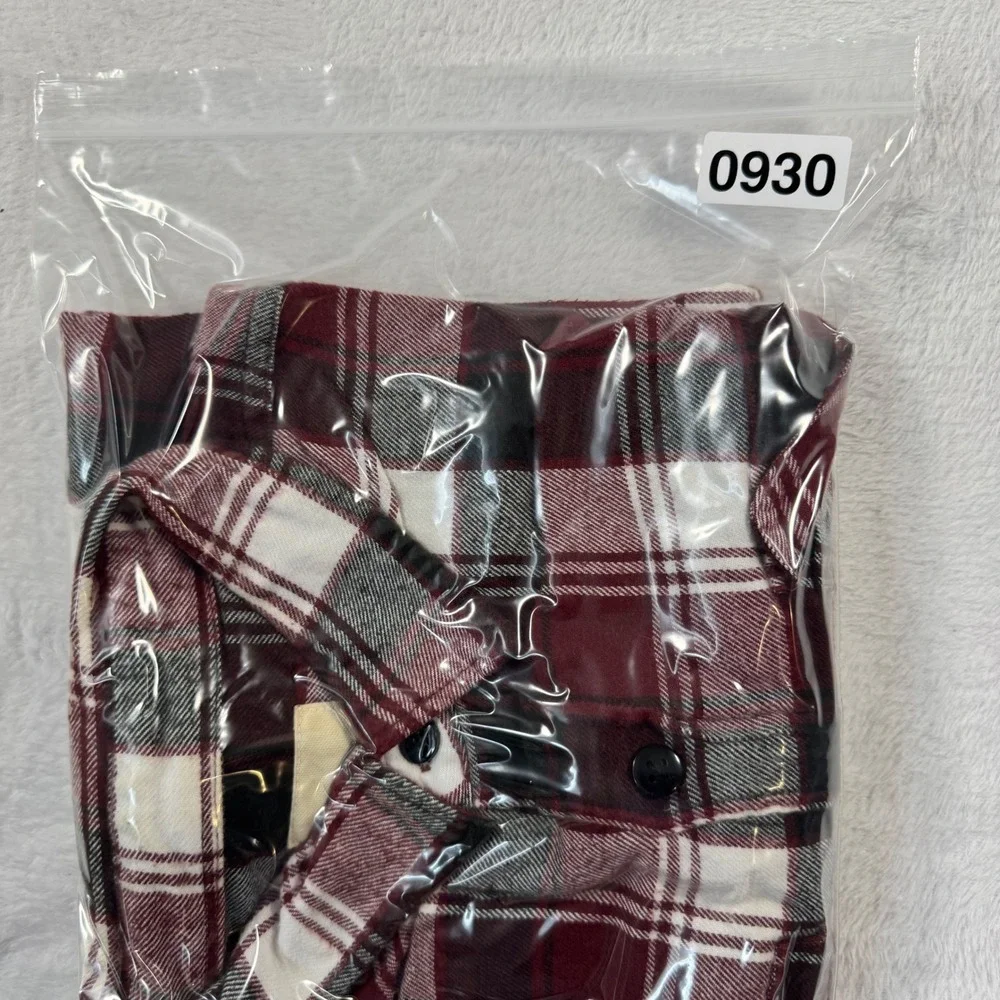 American Eagle Flannel Shirt Men L Red Plaid Button Down‎ Dual Button Pocket
